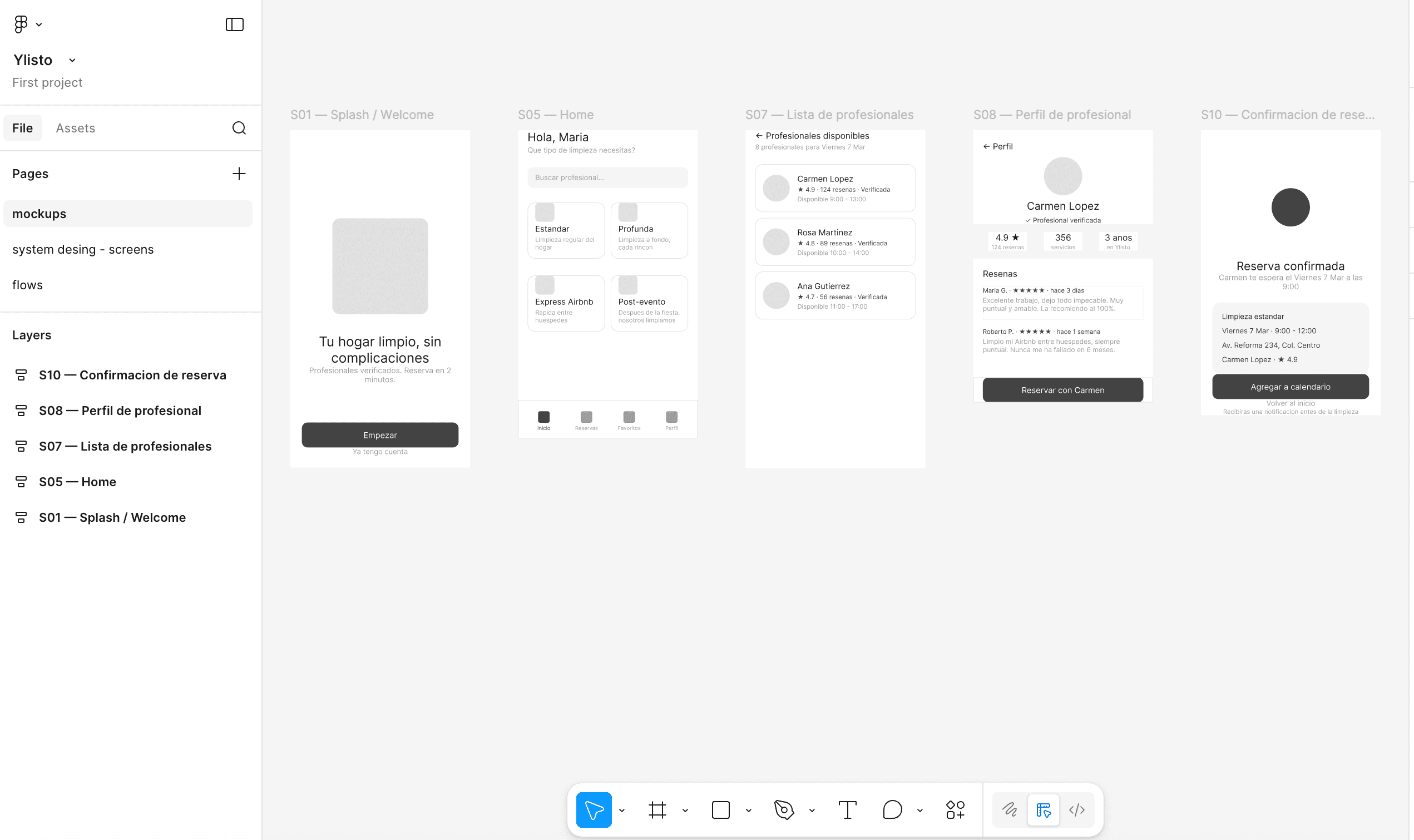 Ylisto UI Design — Service Flow